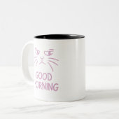 Einfache Funny Cat Gute morgendliche Tasse (Vorderseite Links)
