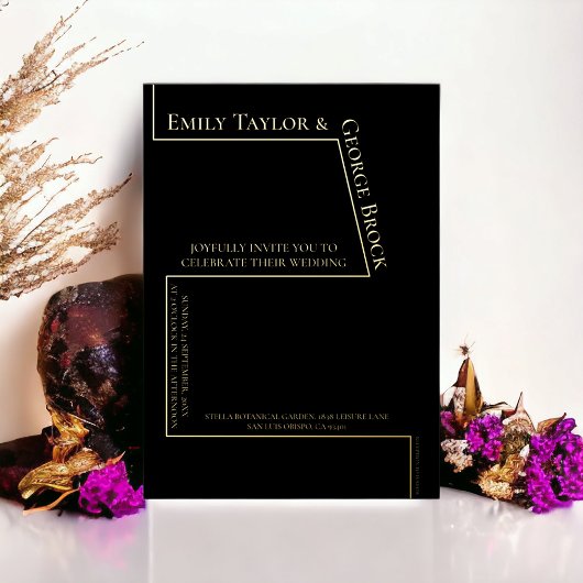 Einfache Funny Chart Moderne Hochzeit Schwarz und Folieneinladung