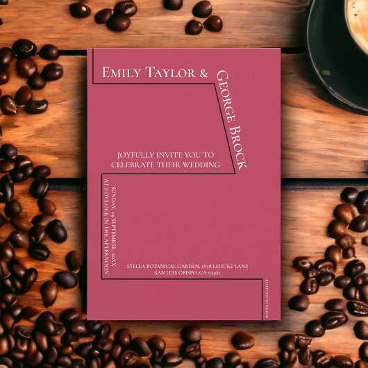 Einfache Funny White Script Magenta Moderne Hochze Einladung