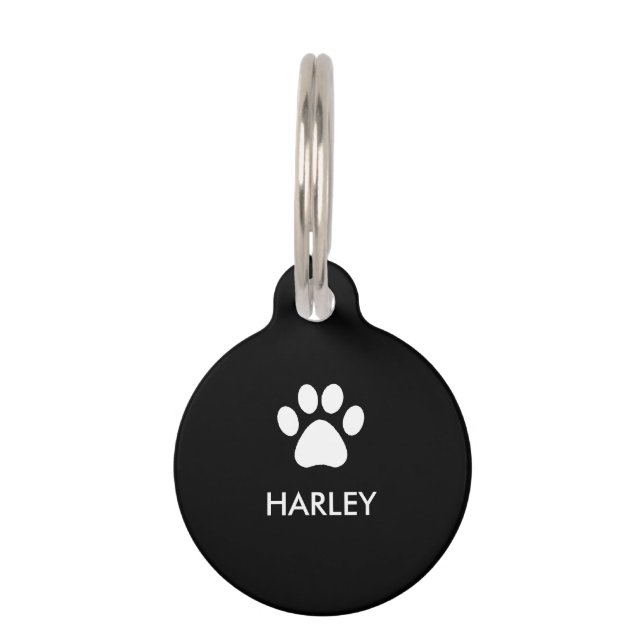 Einfache, ganz schwarze Hundekatze Haustiermarke (Vorderseite)