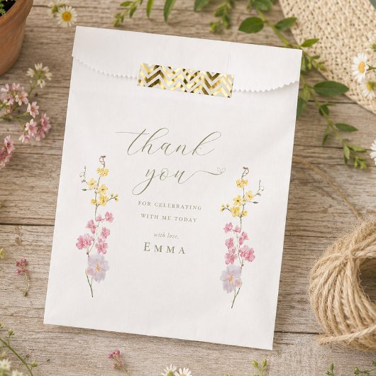 Einfache Garten Boho Wildblumen Brautparty Geschenktütchen