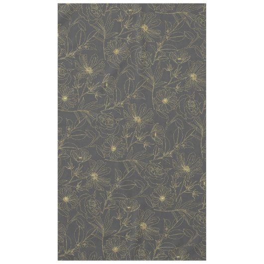 Einfache Gartenanlage Blume Gold Konturen Design Tischdecke (Vorderseite)