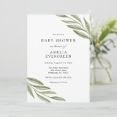 Einfache Gartenzweige Babydusche Einladung (Stehend Vorderseite)