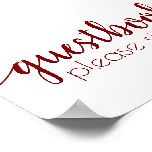 Einfache Gästebuch | Candy Red Script jedes Event- (Ecke)