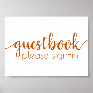 Einfache Gästebuch   Fall Orange Any Event Sign