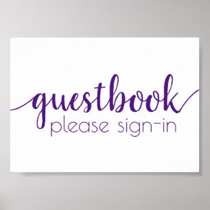 Einfache Gästebuch   Royal Lila Any Event Sign