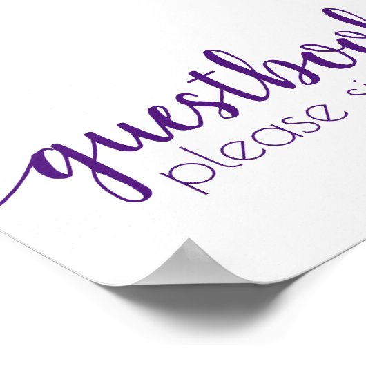 Einfache Gästebuch | Royal Lila Any Event Sign (Ecke)