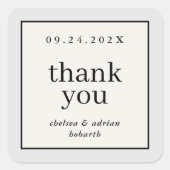 Einfache Gastgeschenk Hochzeit der neutralen Grenz Quadratischer Aufkleber (Vorderseite)