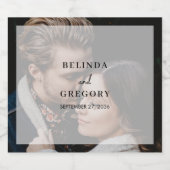 Einfache Gastgeschenk Hochzeit für Elegantes Foto- Schaumweinetikett (Einzelnes Label)