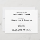 Einfache Gay Wedding Probe Einladungen (Vorderseite)