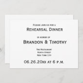 Einfache Gay Wedding Probe Einladungen (Vorne/Hinten)