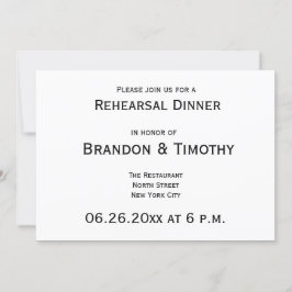 Einfache Gay Wedding Probe Einladungen