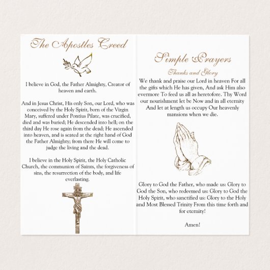 Einfache Gebete - Gebetskarte Visitenkarten (Innenseite Aufgefaltet)