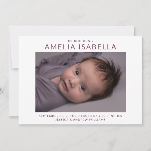 Einfache Geburt 2 Foto Ankündigung (Vorderseite)