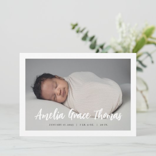 Einfache Geburtsankündigung Einladung (Stehend Vorderseite)