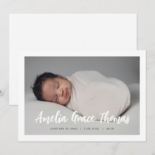 Einfache Geburtsankündigung Einladung (Vorne/Hinten)