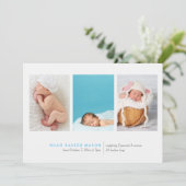 Einfache Geburtsankündigung für drei Fotos Ankündigung (Stehend Vorderseite)