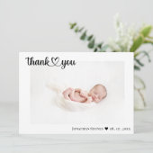 Einfache Geburtsankündigung Vielen Dank, Script He Dankeskarte (Stehend Vorderseite)