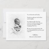 Einfache Geburtsankündigung Vielen Dank, Script He Dankeskarte (Rückseite)