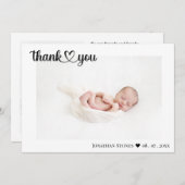 Einfache Geburtsankündigung Vielen Dank, Script He Dankeskarte (Vorne/Hinten)