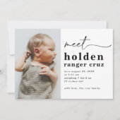 Einfache Geburtserklärung von Foto | Die Geburt de Einladung (Vorderseite)