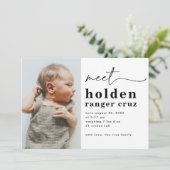 Einfache Geburtserklärung von Foto | Die Geburt de Einladung (Stehend Vorderseite)