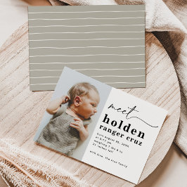 Einfache Geburtserklärung von Foto | Die Geburt de Einladung