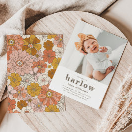 Einfache Geburtserklärung von Foto | Mädchengeburt Einladung