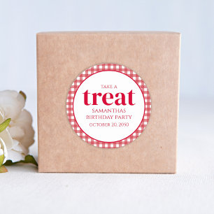 Einfache Geburtstagsfeier Leckerei für Moderne Rot Runder Aufkleber