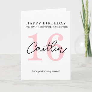 Einfache Geburtstagskarte zum 16. Geburtstag. Karte
