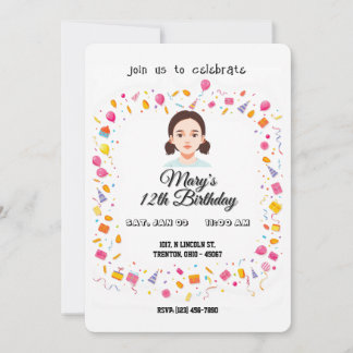 Einfache Geburtstagsparty Balloons und Geschenke Einladung