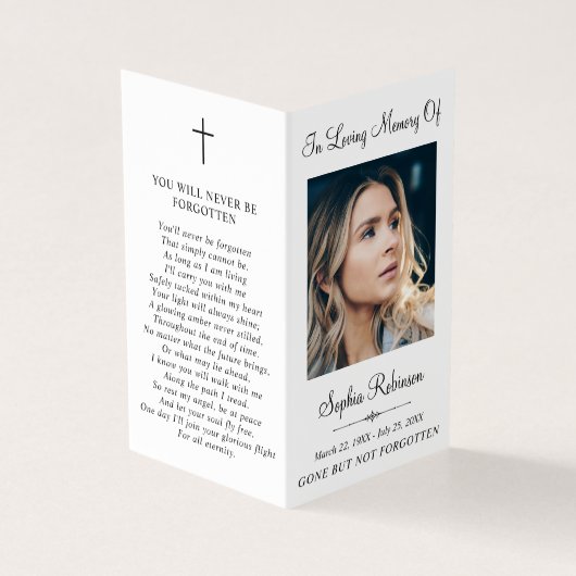 Einfache Gedächtnisfrässchen Foto-Beerdigungskarte (Vorderseite)