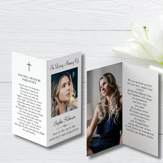 Einfache Gedächtnisfrässchen Foto-Beerdigungskarte