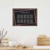 Einfache gedeckte Rose Gold Border Black Seating C Poster (Küche)