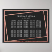 Einfache gedeckte Rose Gold Border Black Seating C Poster (Vorne)