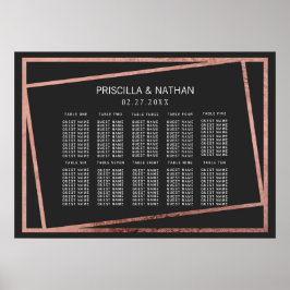 Einfache gedeckte Rose Gold Border Black Seating C Poster
