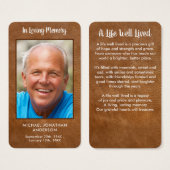 Einfache Gedenkkarte Foto Leder Beerdigungskarte (Vorne & Hinten)