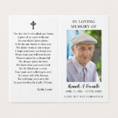 Einfache Gedenkkarte für Beerdigungen Foto gefloch (Außenseite Aufgefaltet)