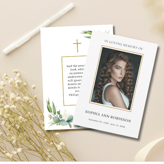 Einfache Gedenkkarte für das Beerdigungsgebet