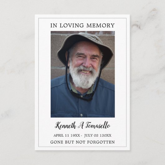 Einfache Gedenkkarte für das Beerdigungsgebet Begleitkarte (Vorderseite)