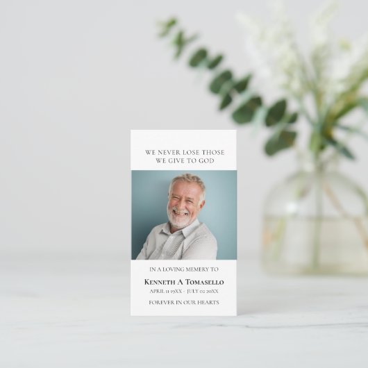 Einfache Gedenkkarte für das Beerdigungsgebet Visitenkarte (Stehend Vorderseite)