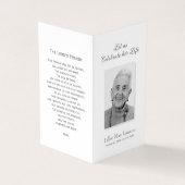 Einfache Gedenkkarte für das Beerdigungsgebet Visitenkarten (Vorderseite)