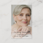 Einfache Gedenkkarte für das Foto Beerdigung Visitenkarte (Vorderseite)