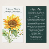 Einfache Gedenkkarte für Sonnenblumen (Vorne & Hinten)