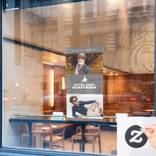 Einfache Gedenktafel für graue und weiße Tauben Fensteraufkleber (Café-Fenster)