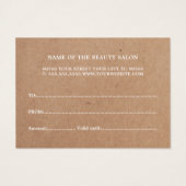 Einfache gedruckte Kraft Beauty-Geschenkkarte (Rückseite)