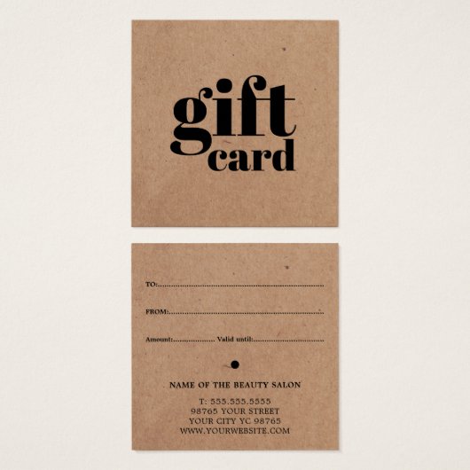 Einfache gedruckte Kraft Beauty-Geschenkkarte (Vorne & Hinten)