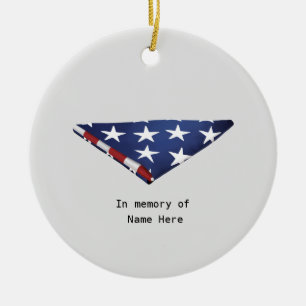Einfache, gefaltete amerikanische Fahne-Veteranenk Keramik Ornament