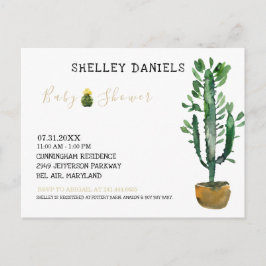 Einfache gegossene Kaktus Nongender Baby-Dusche Ankündigungspostkarte