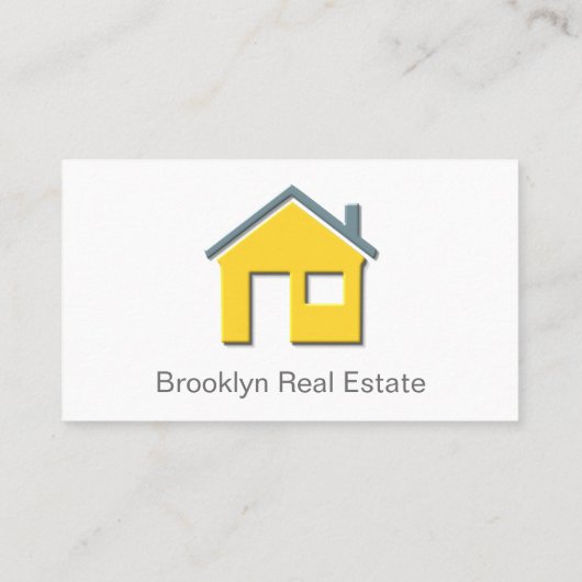 Einfache Gelb- und Grau-Zuhause-Icon Real Anwesen  Visitenkarte (Rückseite)